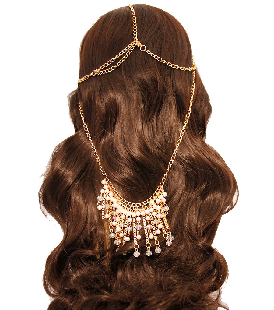 Gold and Cream Pearl Head Chain