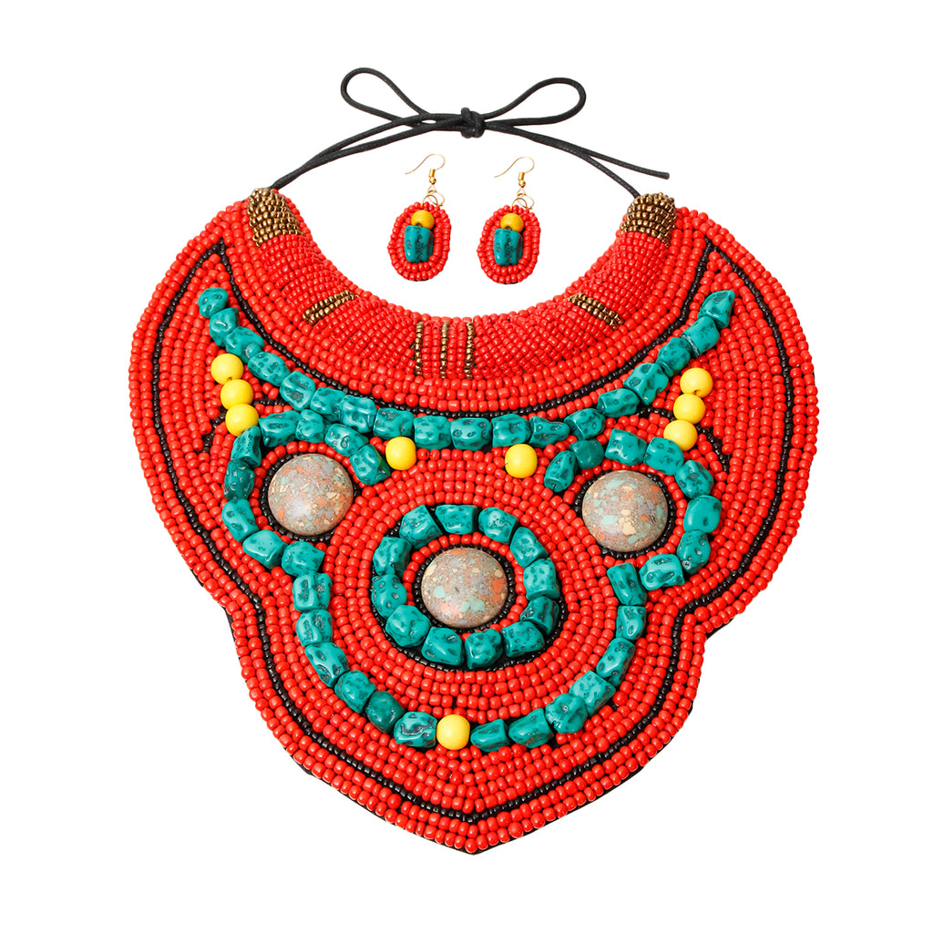 Colored Bib Necklace Set